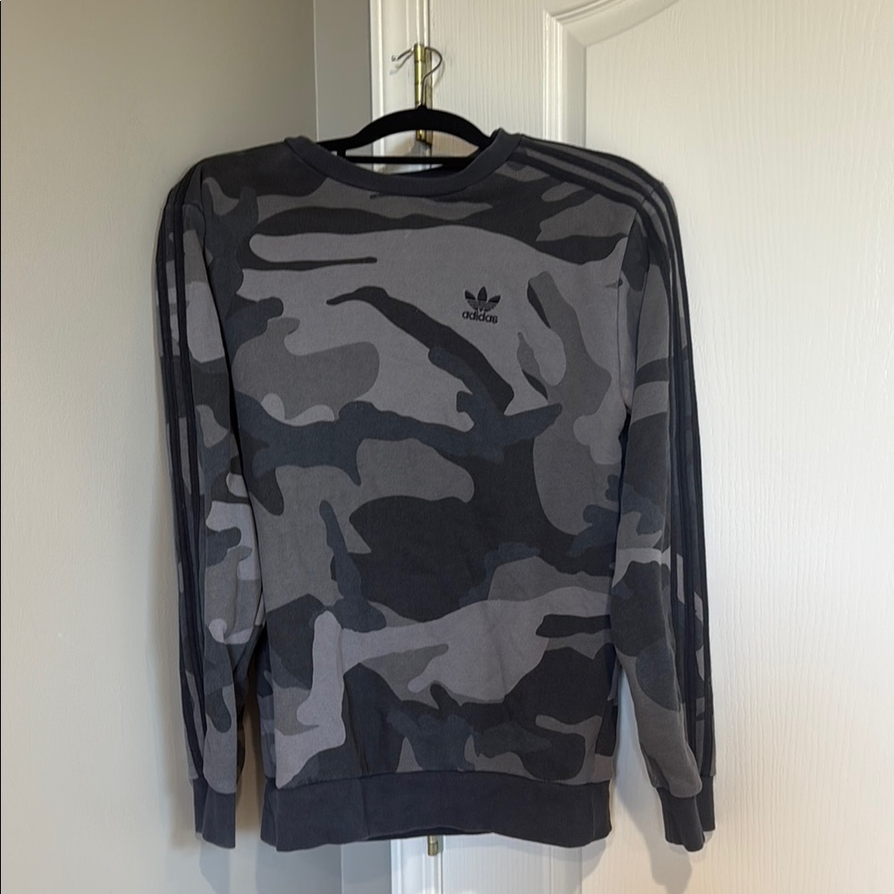 Adidas Gray and Black Crewneck Sweater Urban Camo